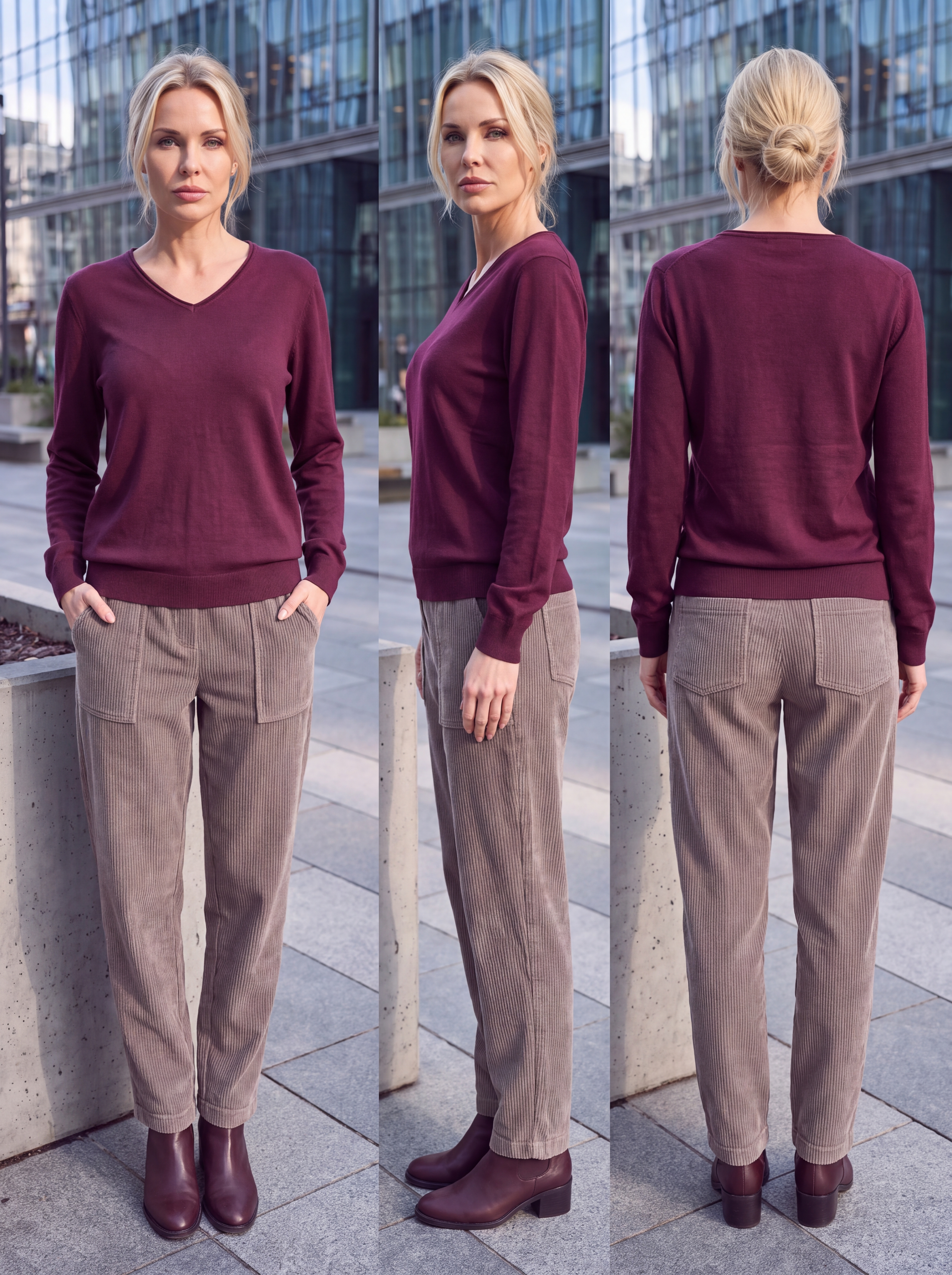 Dámsky pulóver s V-éčkovým výstrihom H.WINTER BURGUNDY Tmavá bordová s.WEAR 8